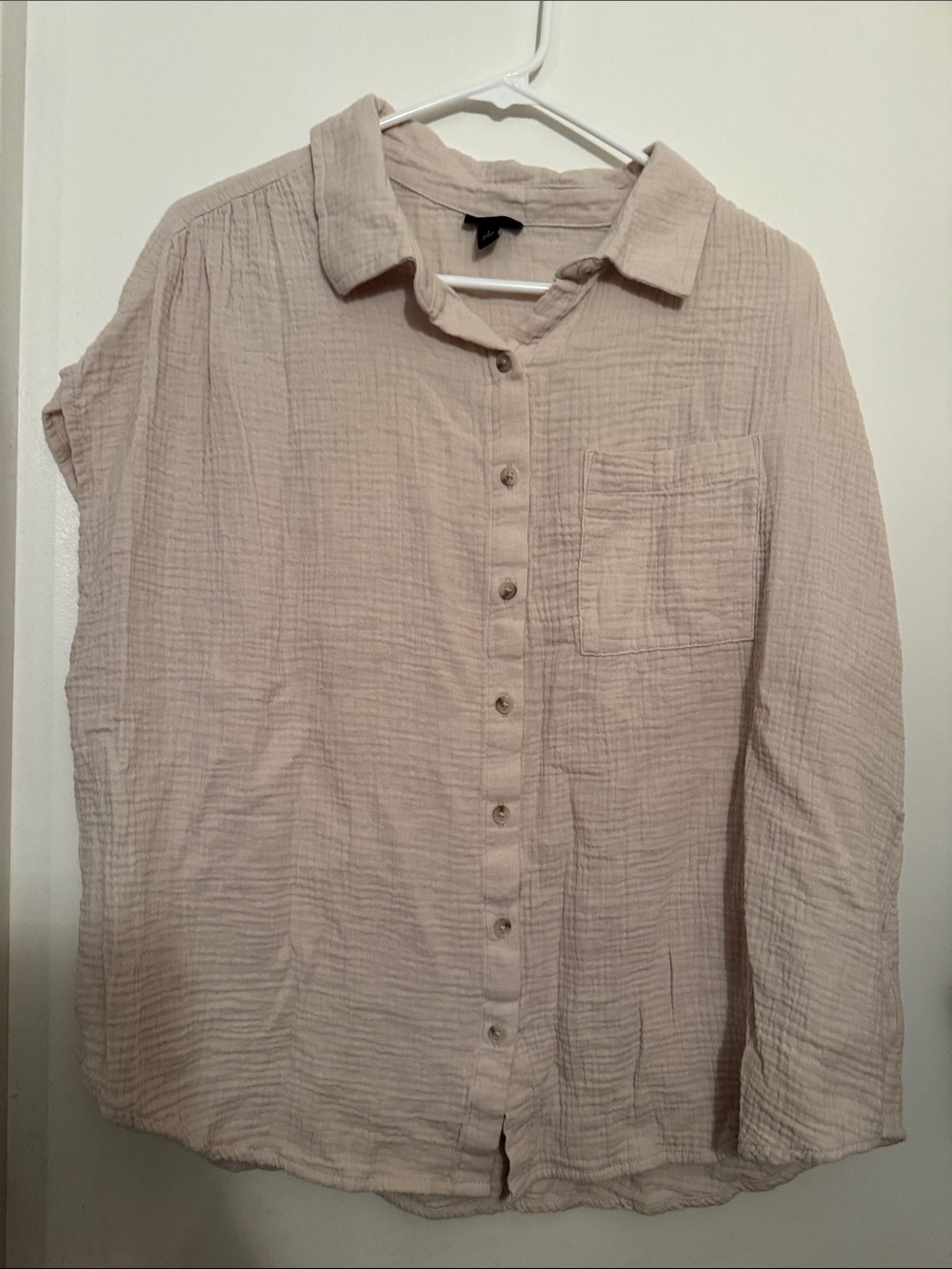 Torrid Soft Taupe Button-Down Gauze Shirt